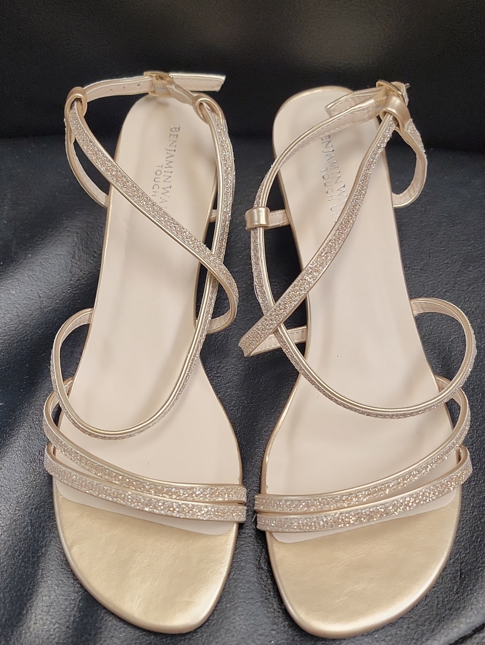 Benjamin Walk Metallic Gold Strappy Glitter Sandals